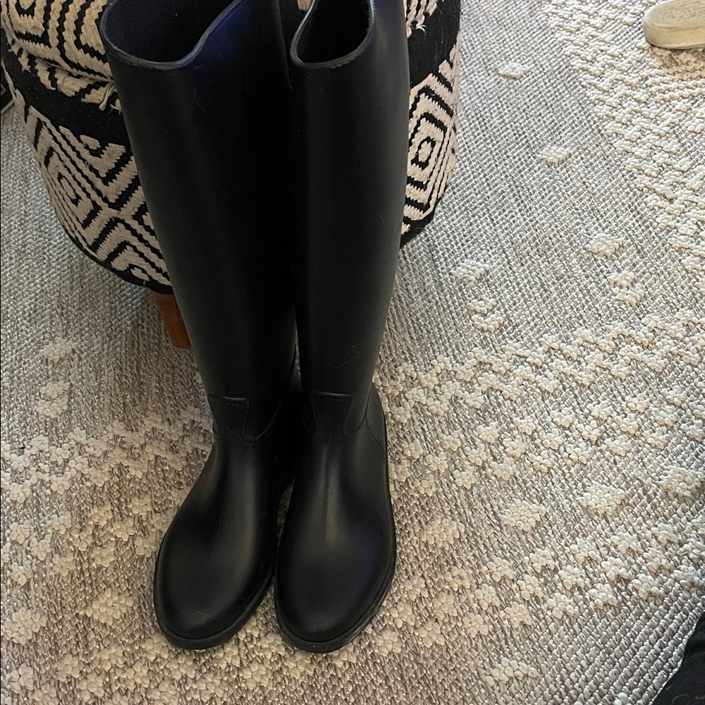 Barneys New York Black Tall Rain Boots - Sleek Riding Style